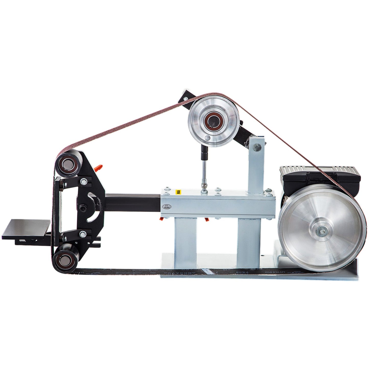2HP belt sander constant speed 2 X 82 inch belt disc sander with 3 grinding discs 110V bench grinder 12 inch disc and flat flat tool rest for knife making
