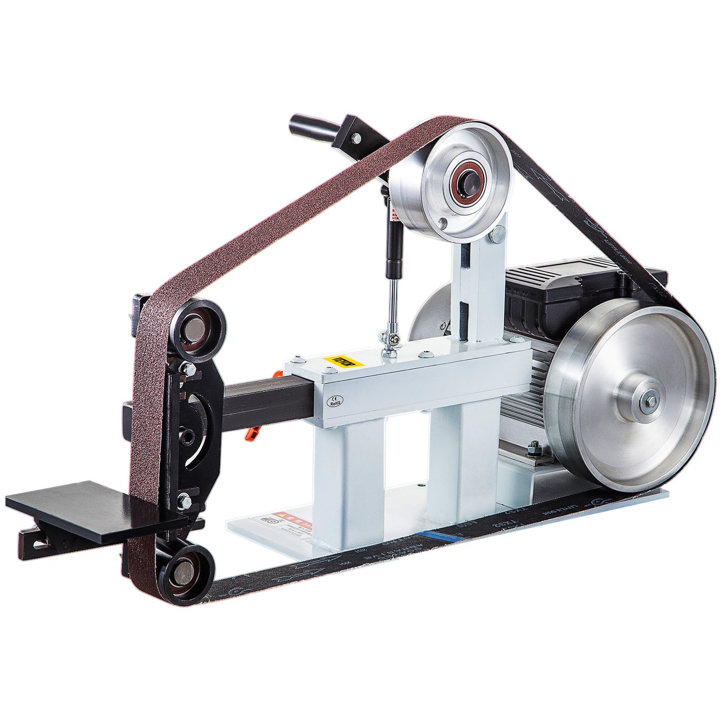 2HP belt sander constant speed 2 X 82 inch belt disc sander with 3 grinding discs 110V bench grinder 12 inch disc and flat flat tool rest for knife making