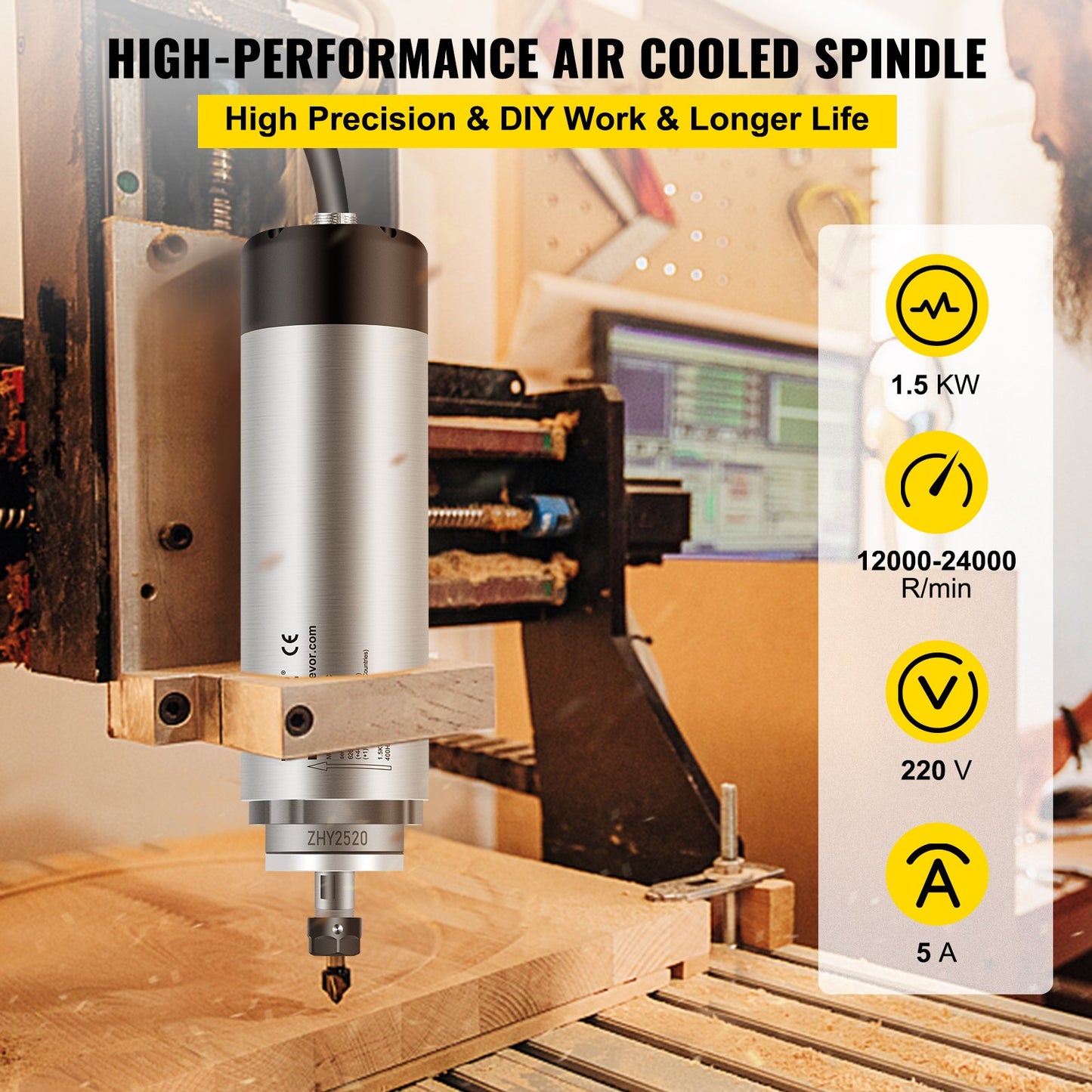 1.5KW 2220V air cooled spindle motor CNC air cooling spindle motor for CNC engraving milling machine