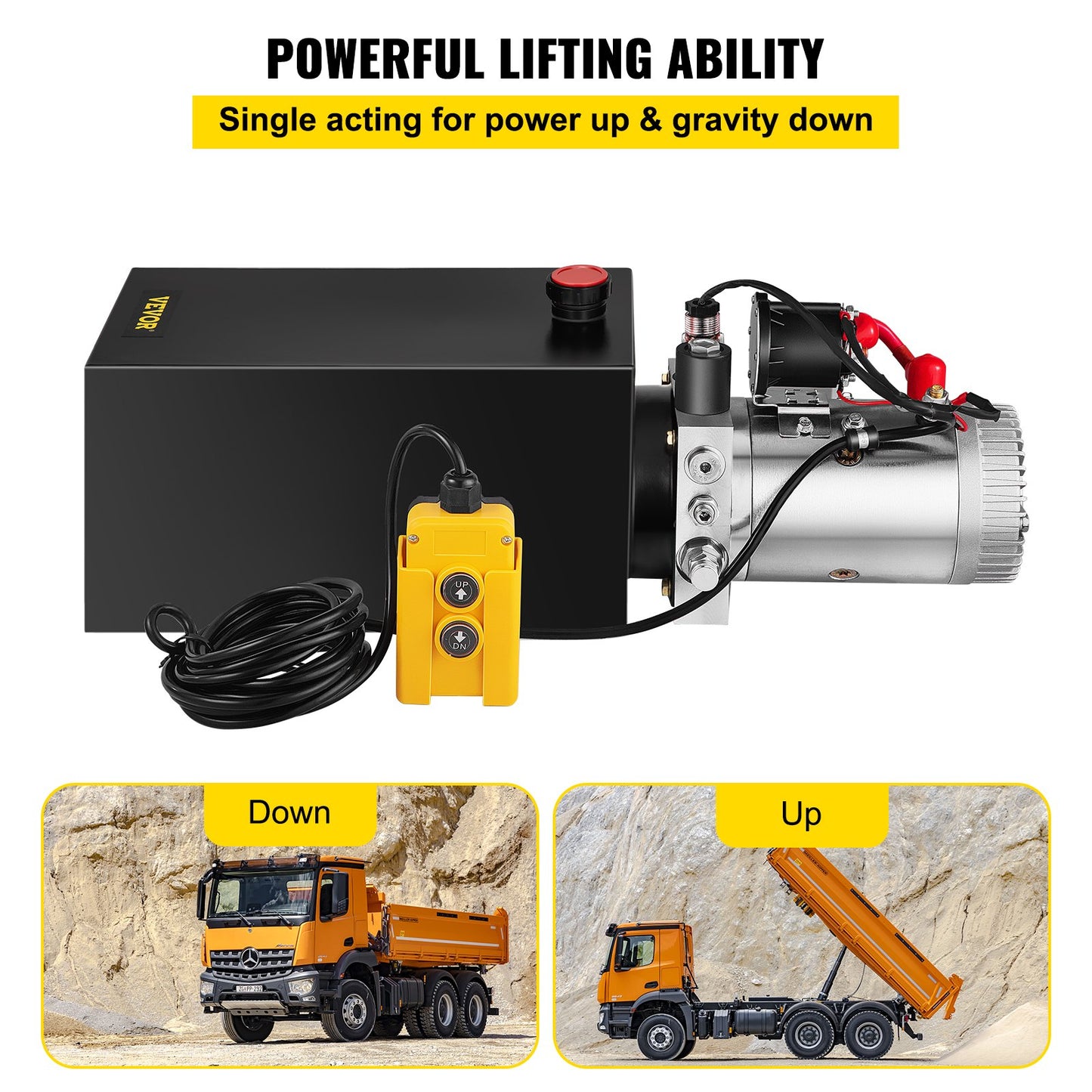 10 Quart Single Acting Hydraulic Pump Dump Trailer Relief Repair 12v
