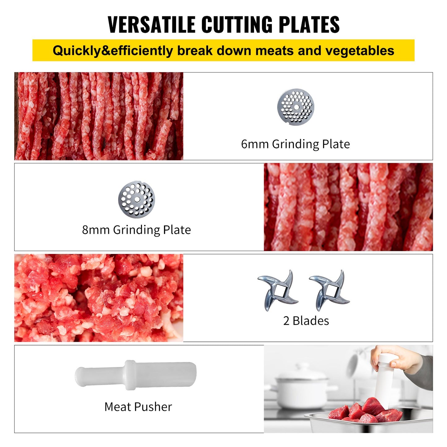 8500W Kommersiellt rostfritt stål 450lbs Köttkvarn Skärblad Plåtplåt Korvstoppare