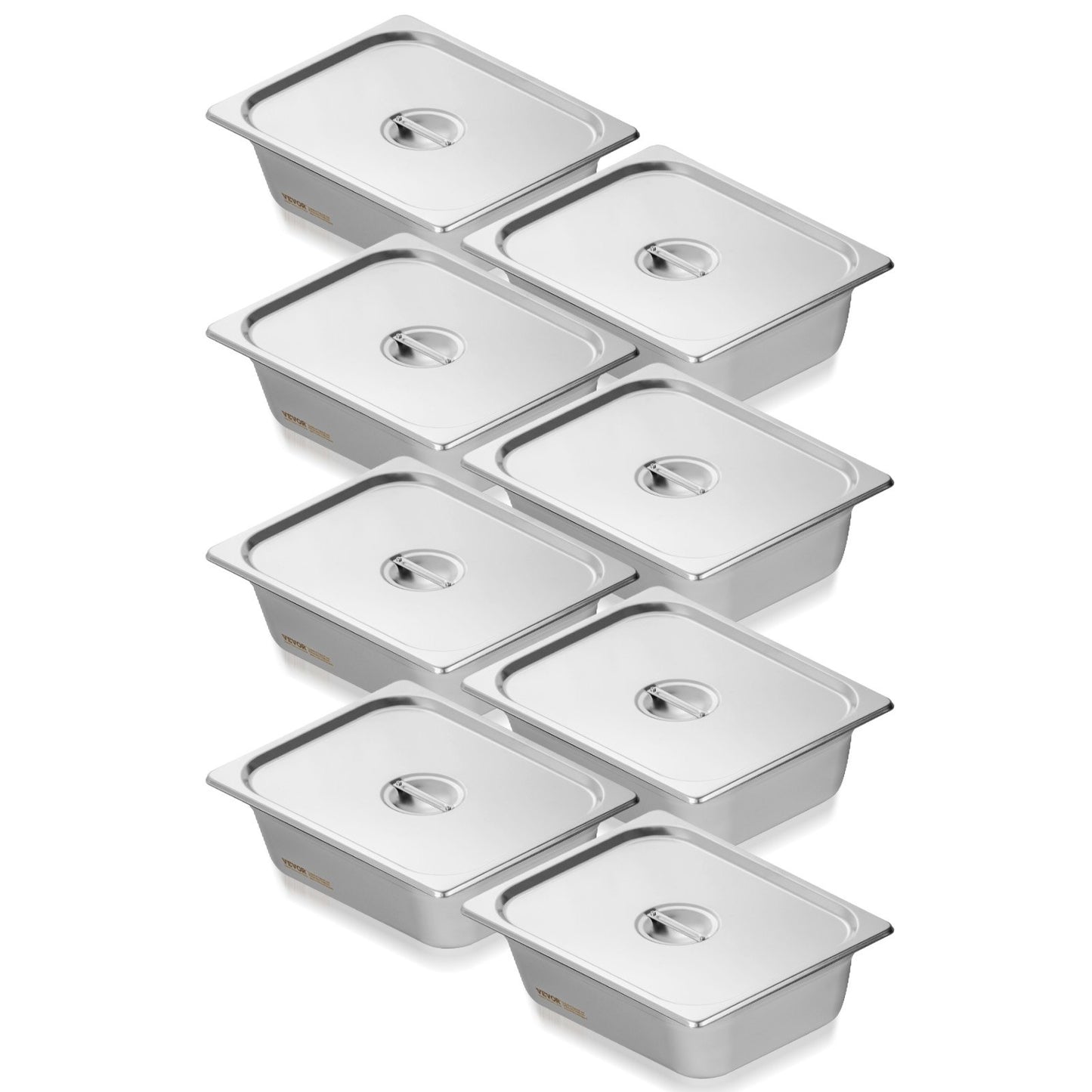 8-pack 1/2 storlek Hotellpannor Ångbordspanna rostfritt stål 4" djupt lock