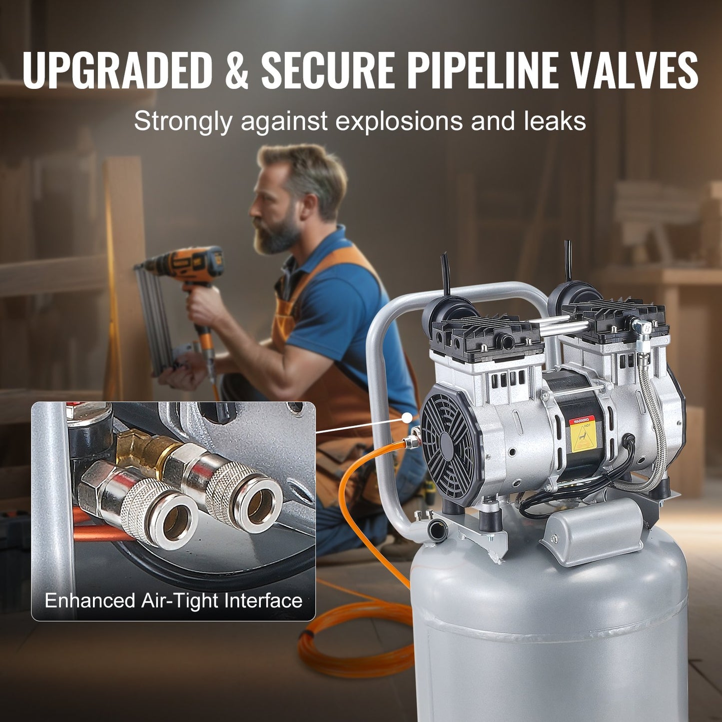 13 Gallonen-Luftkompressor, 2 PS, 4 SCFM bei 90 PSI, ölfreier Luftkompressor, 116 PSI