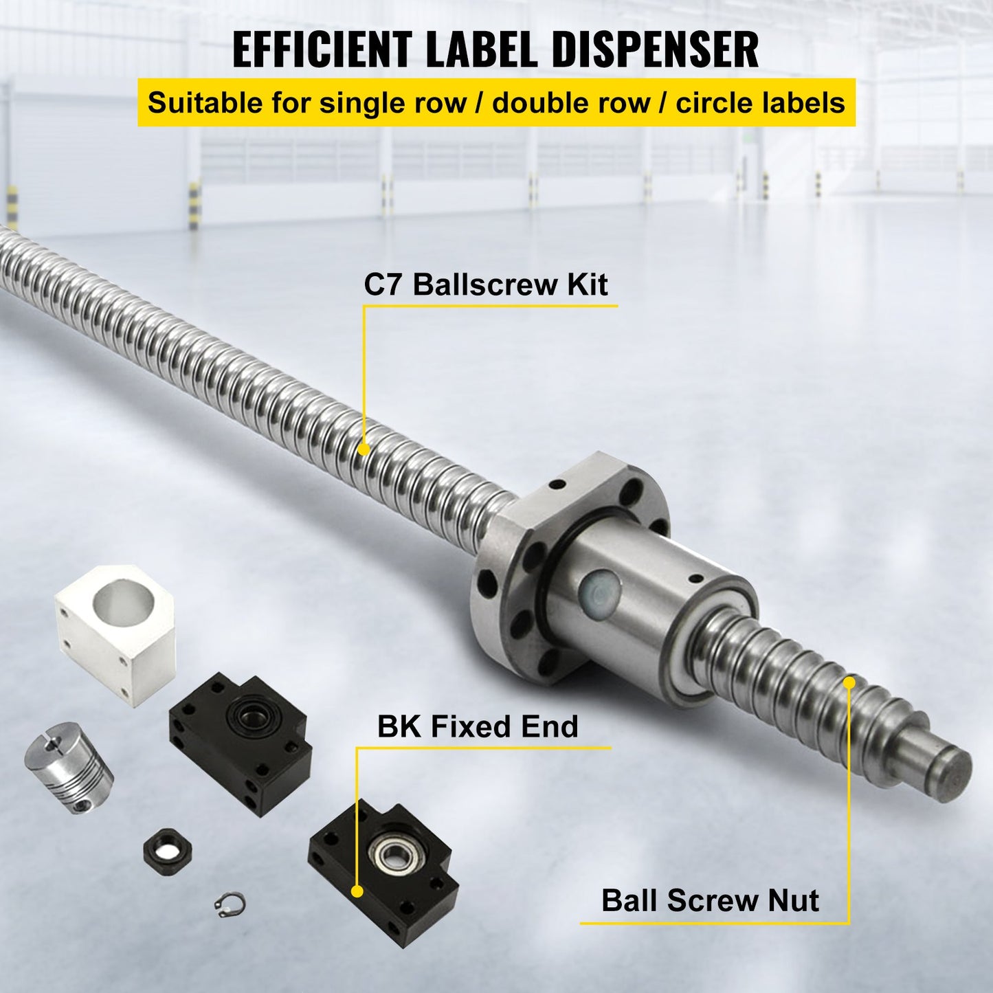 Rm1605-1000mm anti-backlashed kulskruv+bf12/bk12 Stamina Cnc Axis C7 Standard