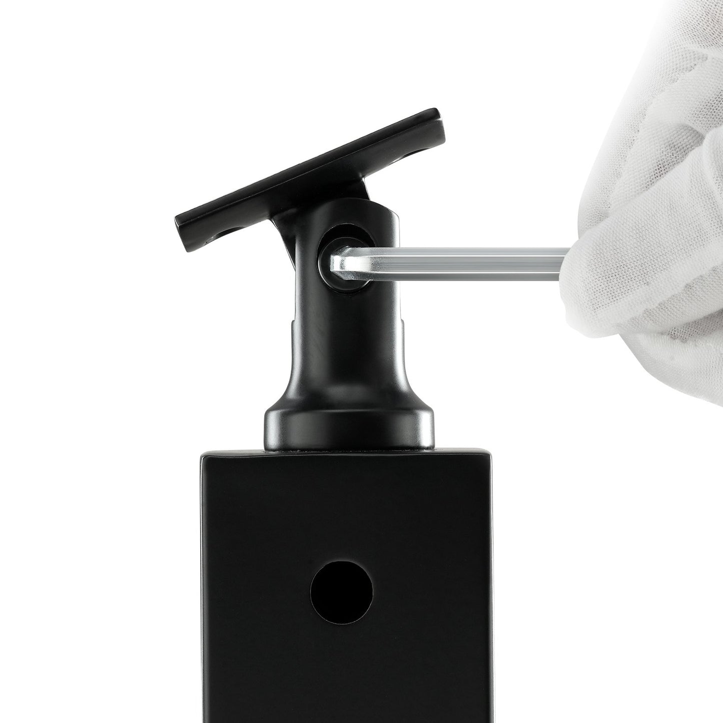 Cable Railing Post 42x1x2in L-Shaped Hole Corner Railing Post Black 1pc