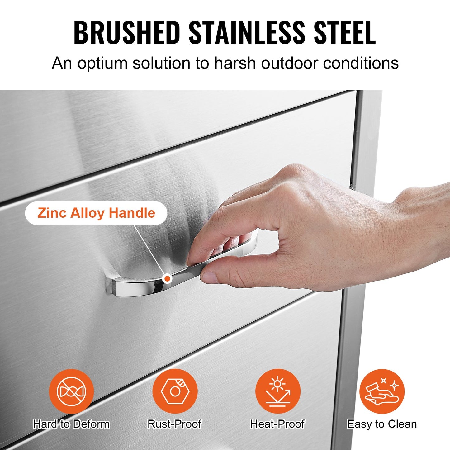 Cranks stainless steel 3 drawers with handles 35*58cm grill storage cabinet