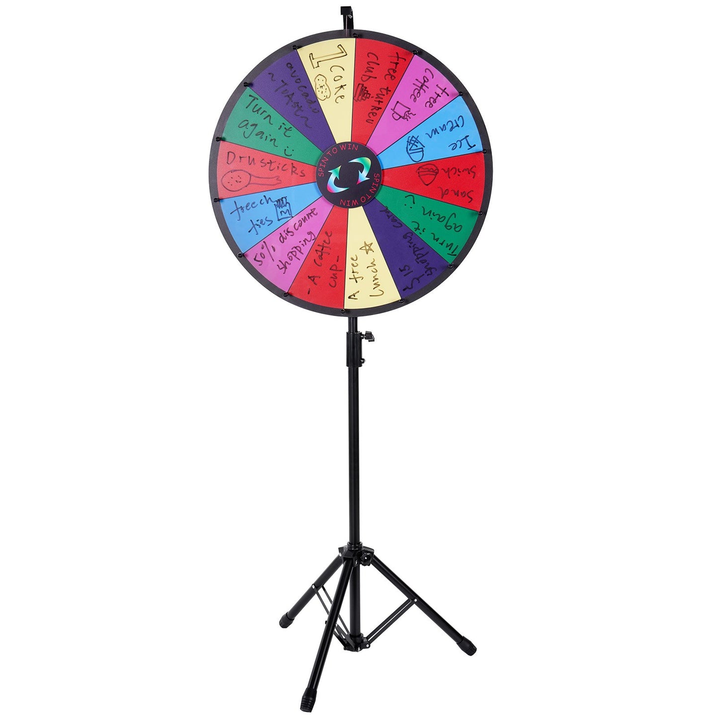 24” färgprishjul Stativ Golvstativ Färgprishjul 14 platser Dry Ease Fortune Spinner Fortune Spinning Game