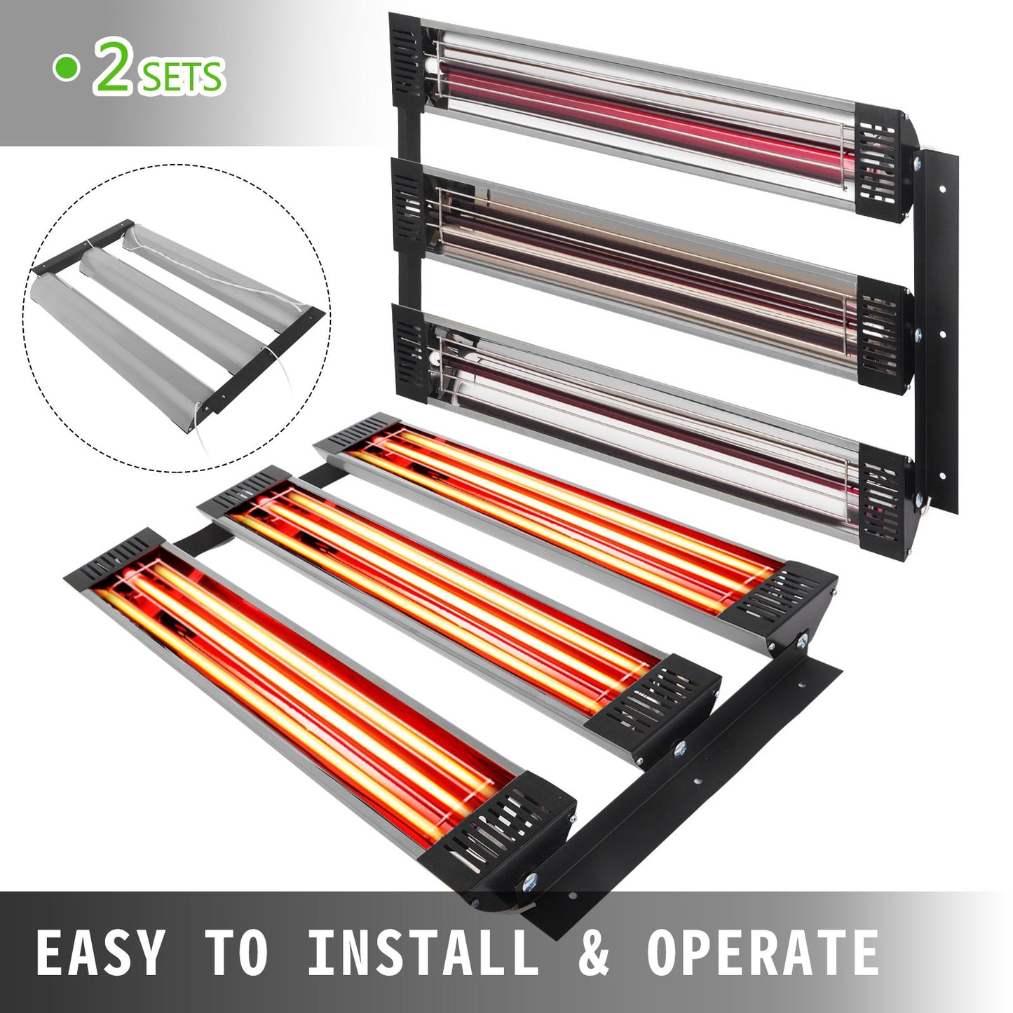 Infrarot-Heiz-Sprühkabinenlampe zum Lackieren, 2 set, 3000 W