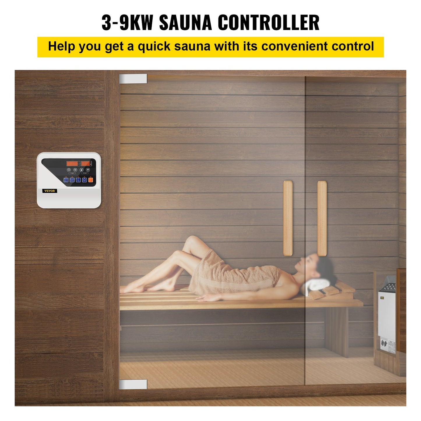 External sauna heater control unit for 3KW-9KW sauna heaters Control unit Sauna stove control 104-221℉ Time Temperature