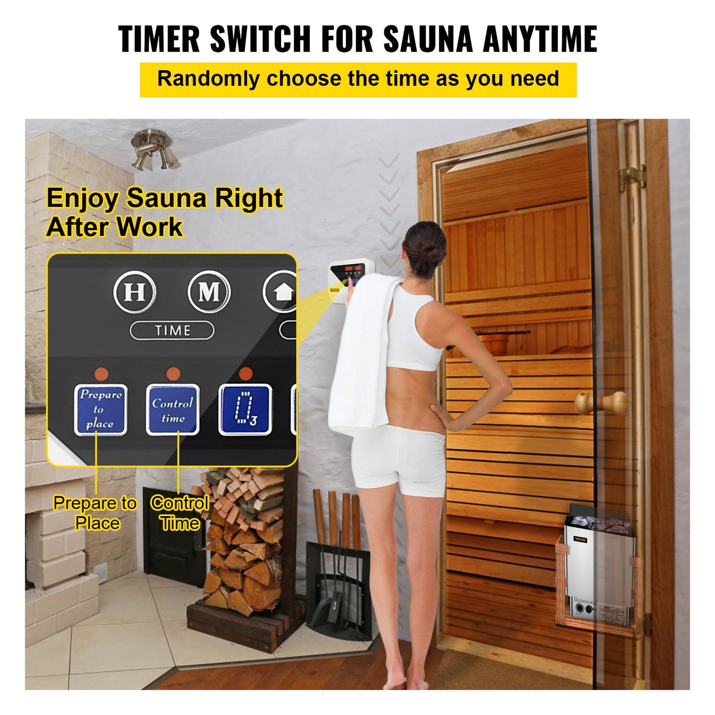 External sauna heater control unit for 3KW-9KW sauna heaters Control unit Sauna stove control 104-221℉ Time Temperature