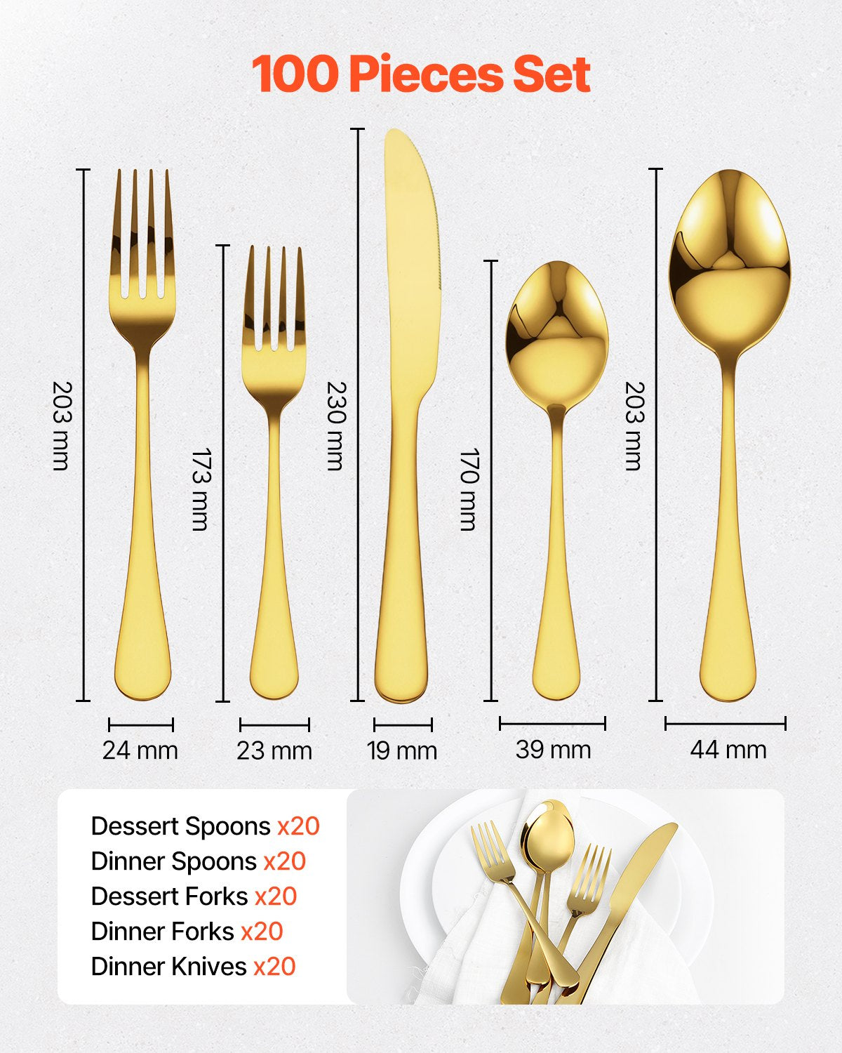 100-piece silver cutlery set stainless steel cutlery cutlery for 20