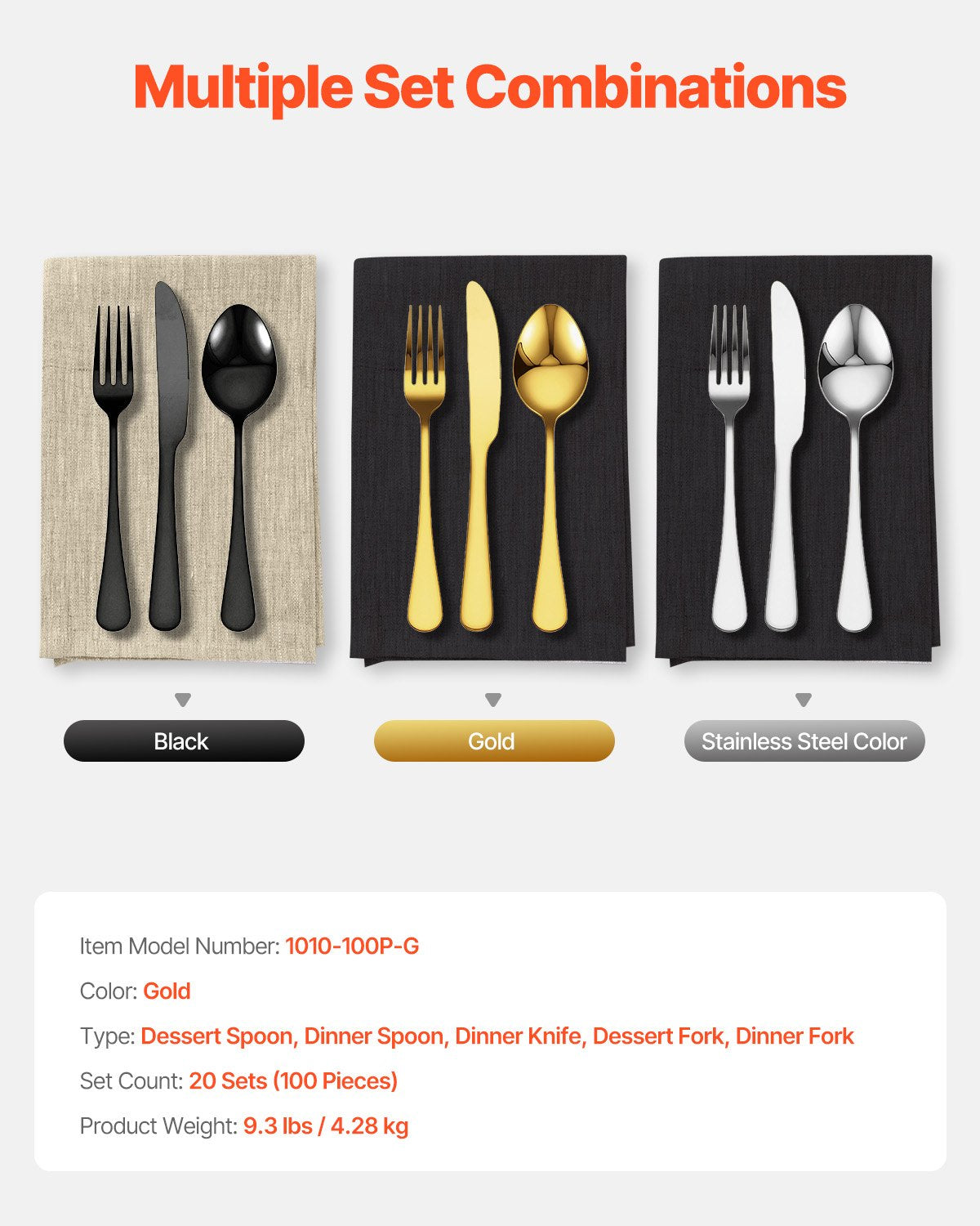 100-piece silver cutlery set stainless steel cutlery cutlery for 20