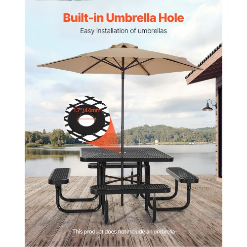 picnic table weatherproof steel patio dining furniture set outdoor | EU