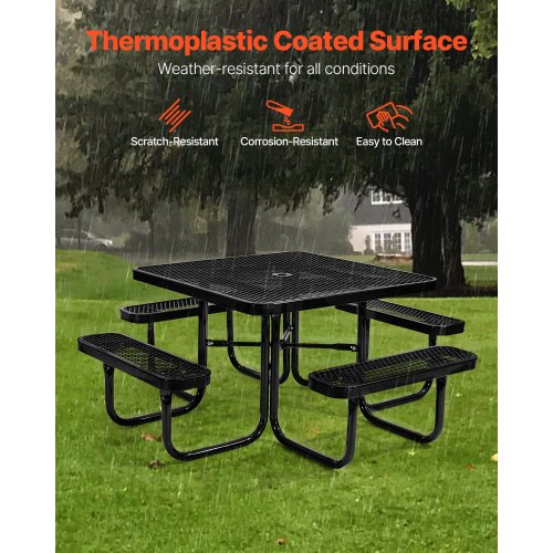 picnic table weatherproof steel patio dining furniture set outdoor | EU