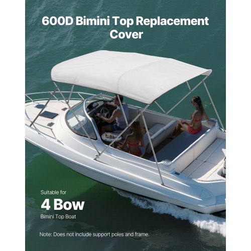 4 Bow Boat Bimini Toppar 96"Lx(91"-96")W Byte av markisöverdel ljusgrå | EU