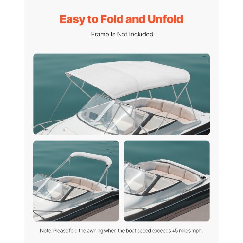 4 Bow Boat Bimini Toppar 96"Lx(91"-96")W Byte av markisöverdel ljusgrå | EU