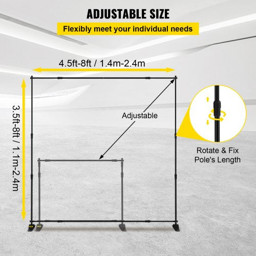 4-teiliges 8-Zoll-Bannerständer-Werbedruckset 54" bis 96" Display Trade Drink | EU