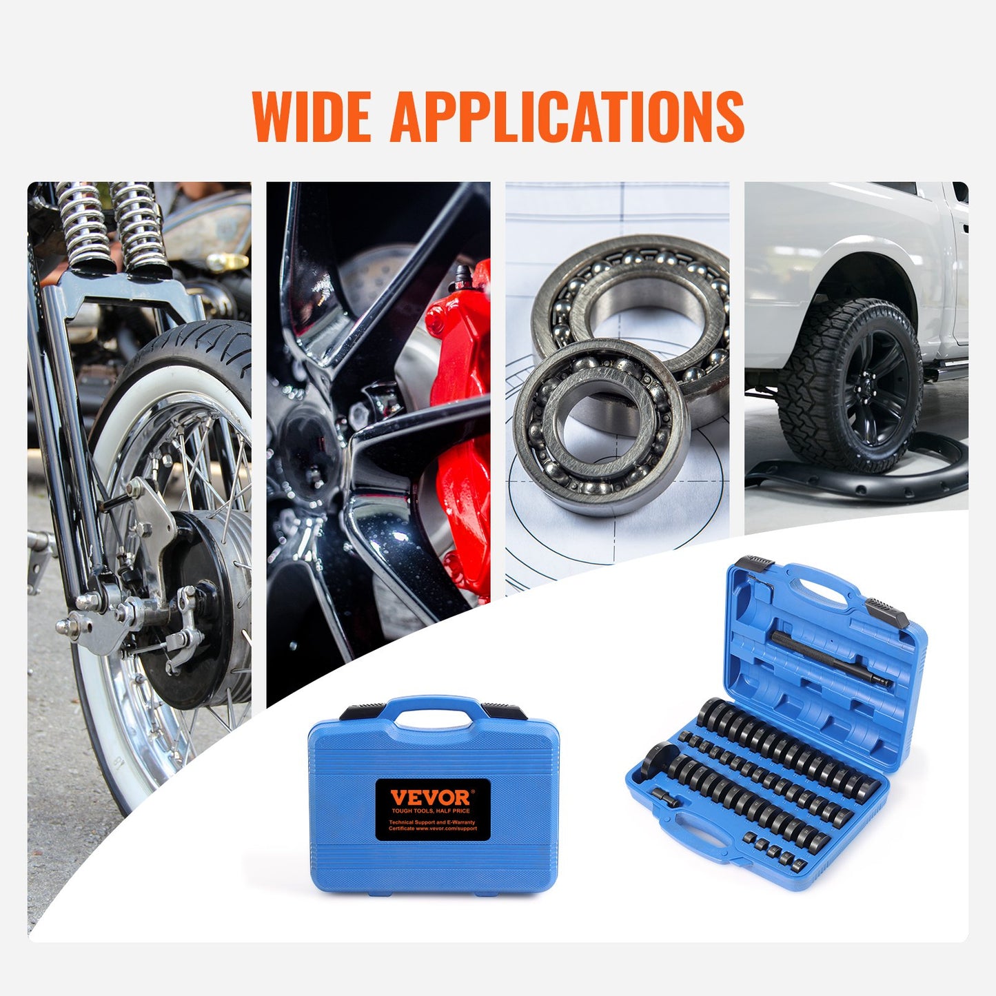 52PCS Custom Busing Bearing & Seal Driver Set, Transmission Hjul Axle Bearing Race, Seal Driver Installer Remover, 18-65 mm & 74 mm Metriska skivor Bussning Borttagning avdragare Lager Press Tool Kit