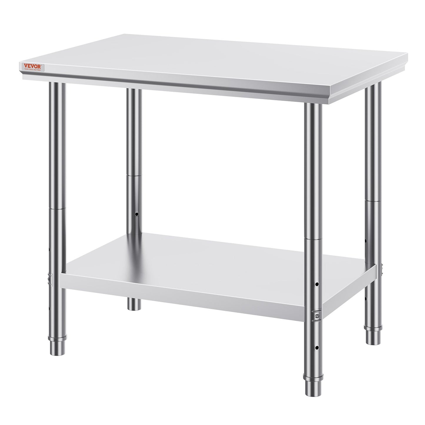 Arbetsbord 24 x 36 x 32 tum NSF-arbetsbord i rostfritt stål för kommersiellt kök Prep-arbetsbänk 60X90X80 cm med nedre hyllan Arbetsbord Silverfärgat för kommersiellt kök Restaurang