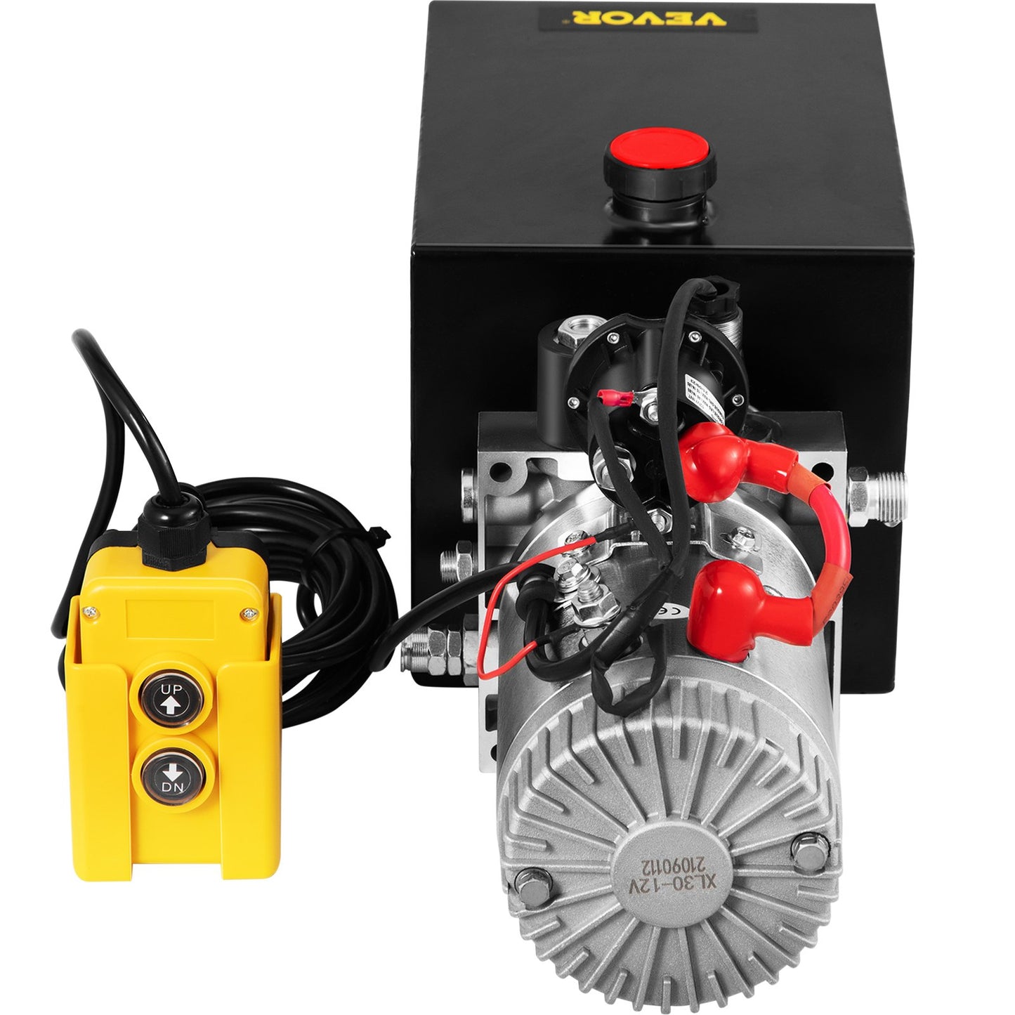 6L Hydraulic Pump Single Acting Hydraulic Unit Dc12V, Single Acting Hydraulic Power Pack Tank Hand Pump 6 Quart 3200 PSI Max 6 Port Connector