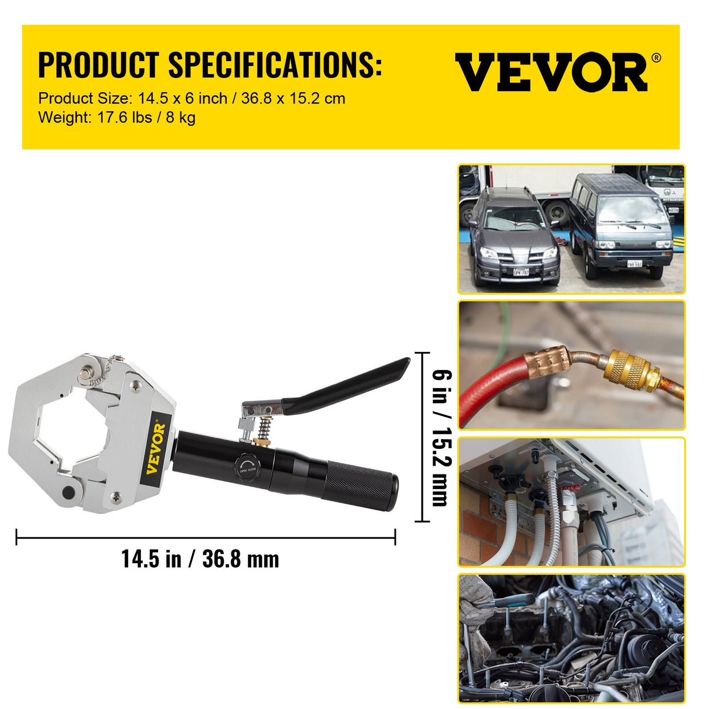 71500 Hand-Crimper für Hydraulikschläuche in der Automobil-Klimaanlage, Crimpwerkzeug-Kits für die Reparatur von Klimaanlagen/Automobilrohren