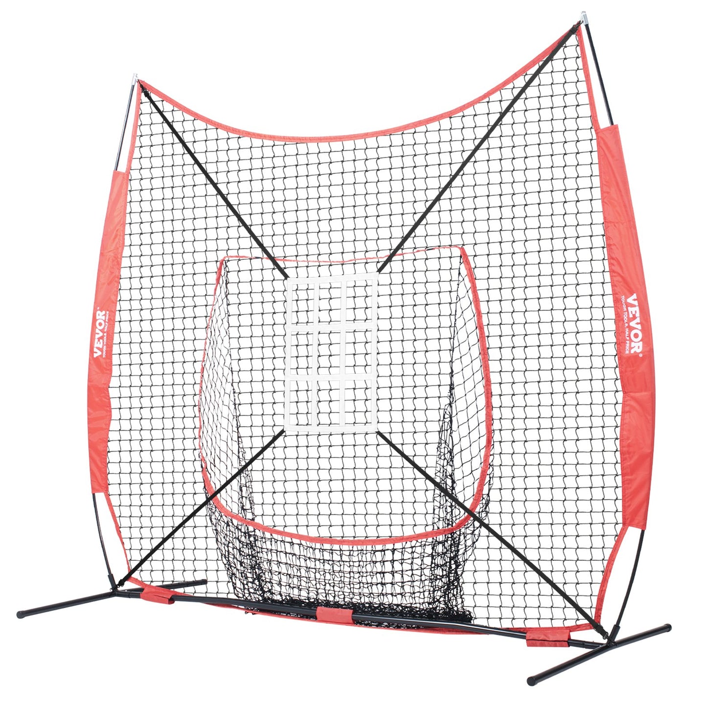 7x7 ft baseball softball träningsnät, portabelt baseball träningsnät för att slå Catching pitching, backspärrutrustning med pilbåge, bärväska, slagzon, 12 bollar, tee och bollsamlare