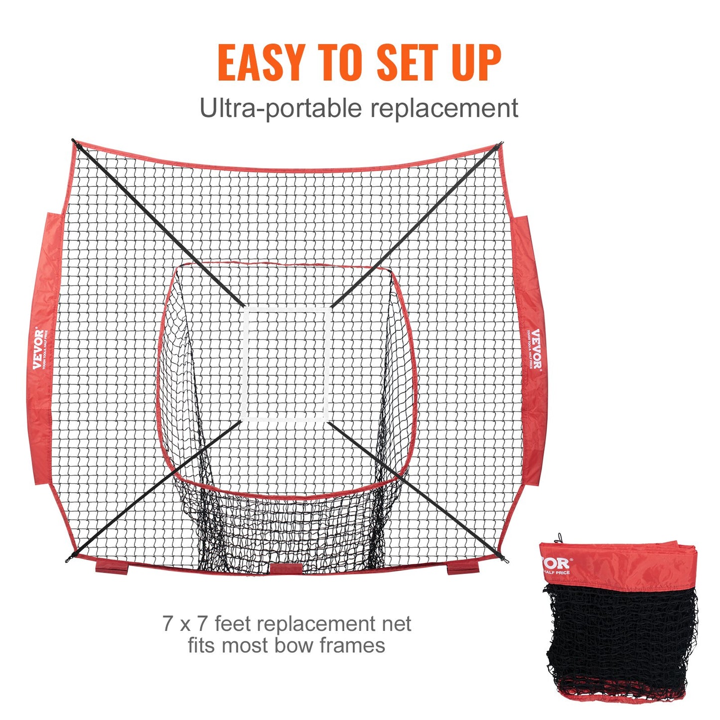7x7 ft Baseball Softball Träningsnät, Portabelt Baseball Träningsnät för Slagbatting Catching Pitching, Backstop Baseball Utrustning Träningshjälpmedel med Strike Zone (Endast nät, utan stödram)
