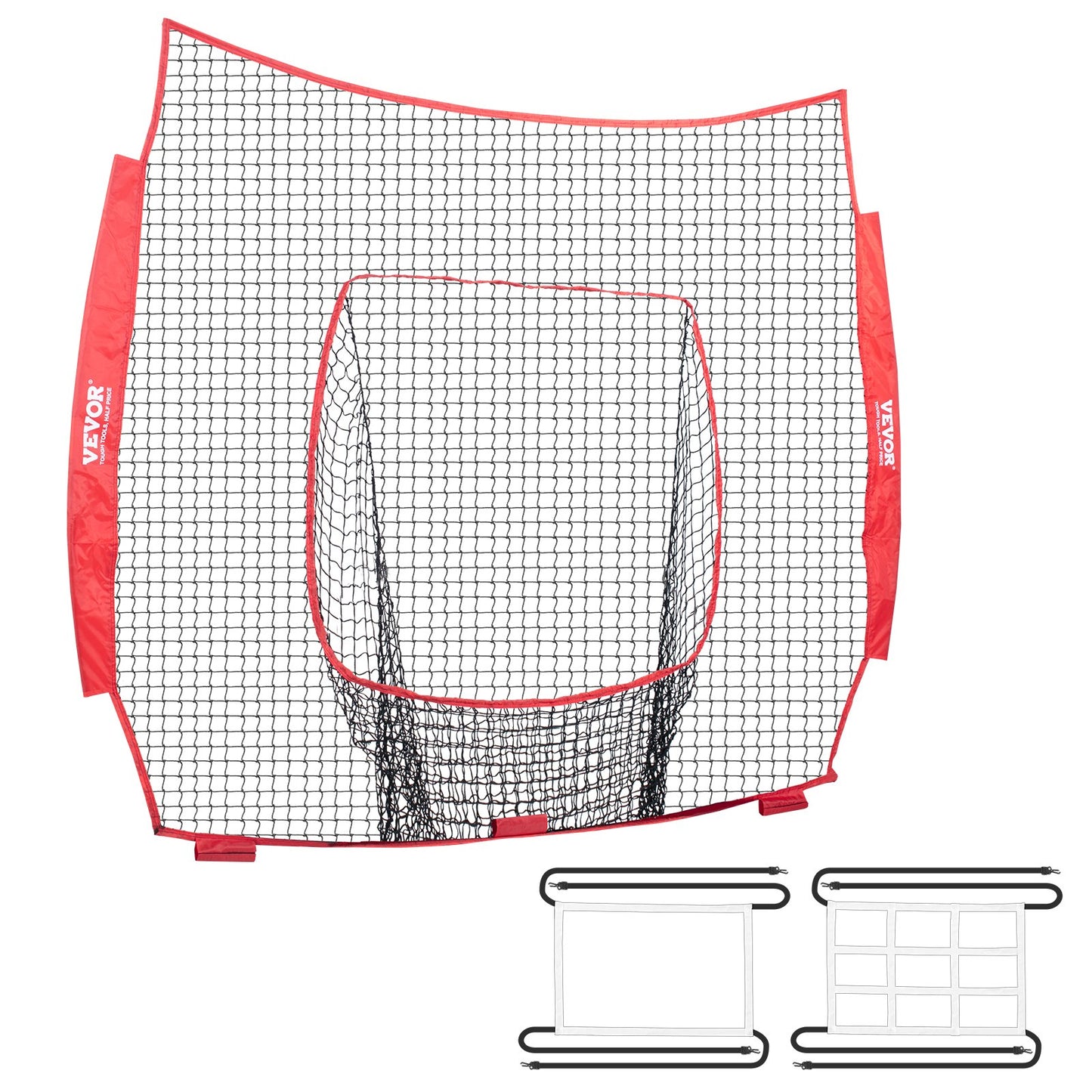 7x7 ft Baseball Softball Träningsnät, Portabelt Baseball Träningsnät för Slagbatting Catching Pitching, Backstop Baseball Utrustning Träningshjälpmedel med Strike Zone (Endast nät, utan stödram)