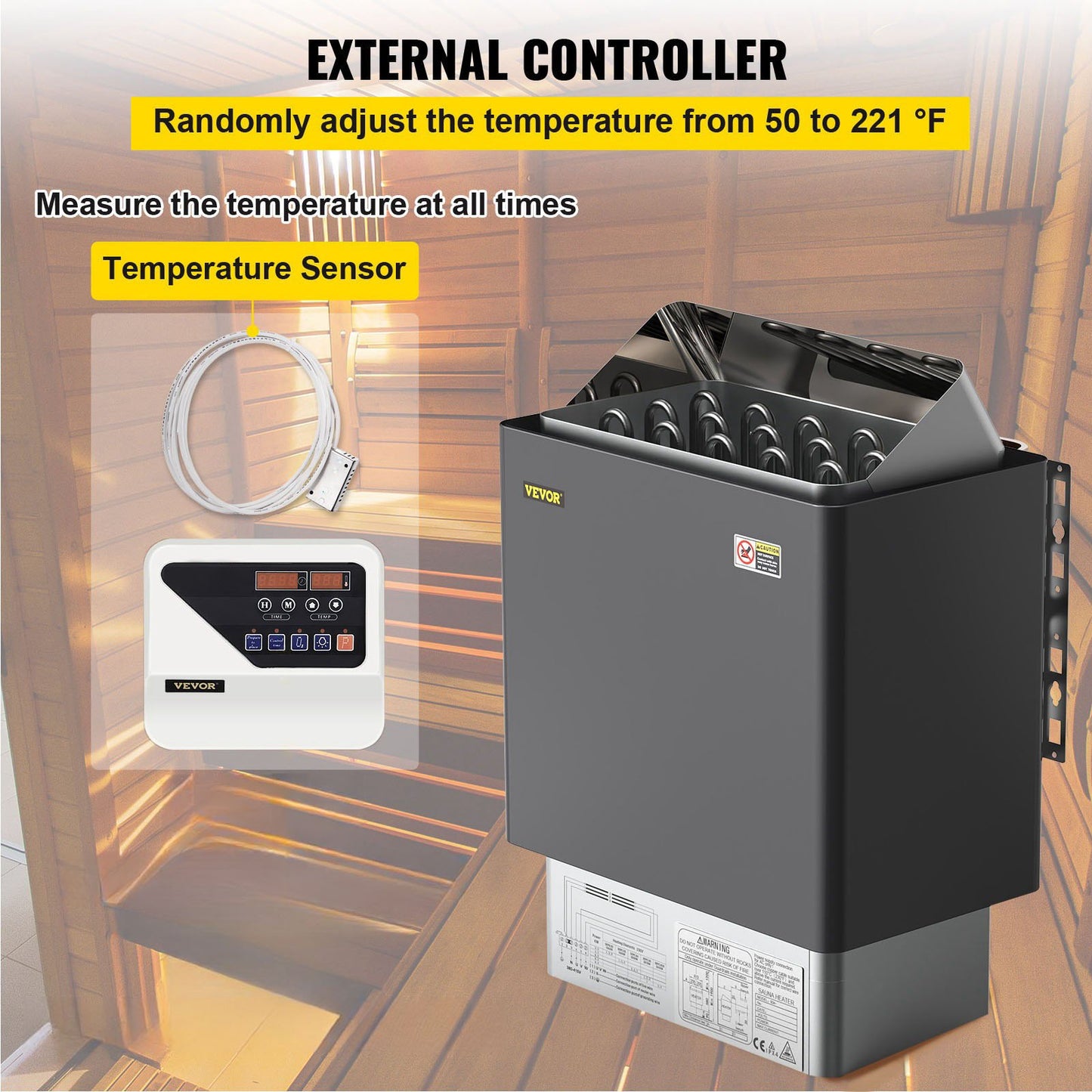 Elektrischer Saunaofen mit externer Steuerung, 9 kW, Saunaofen für Spa-Saunazimmer