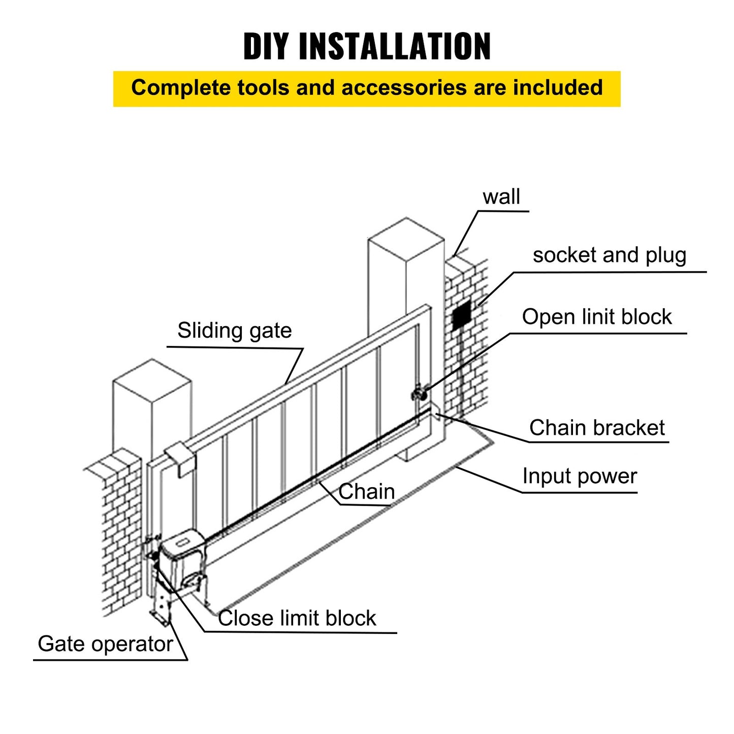 800kg Sliding Gate Opener Electric Operator Driveway Door Sliding Roller