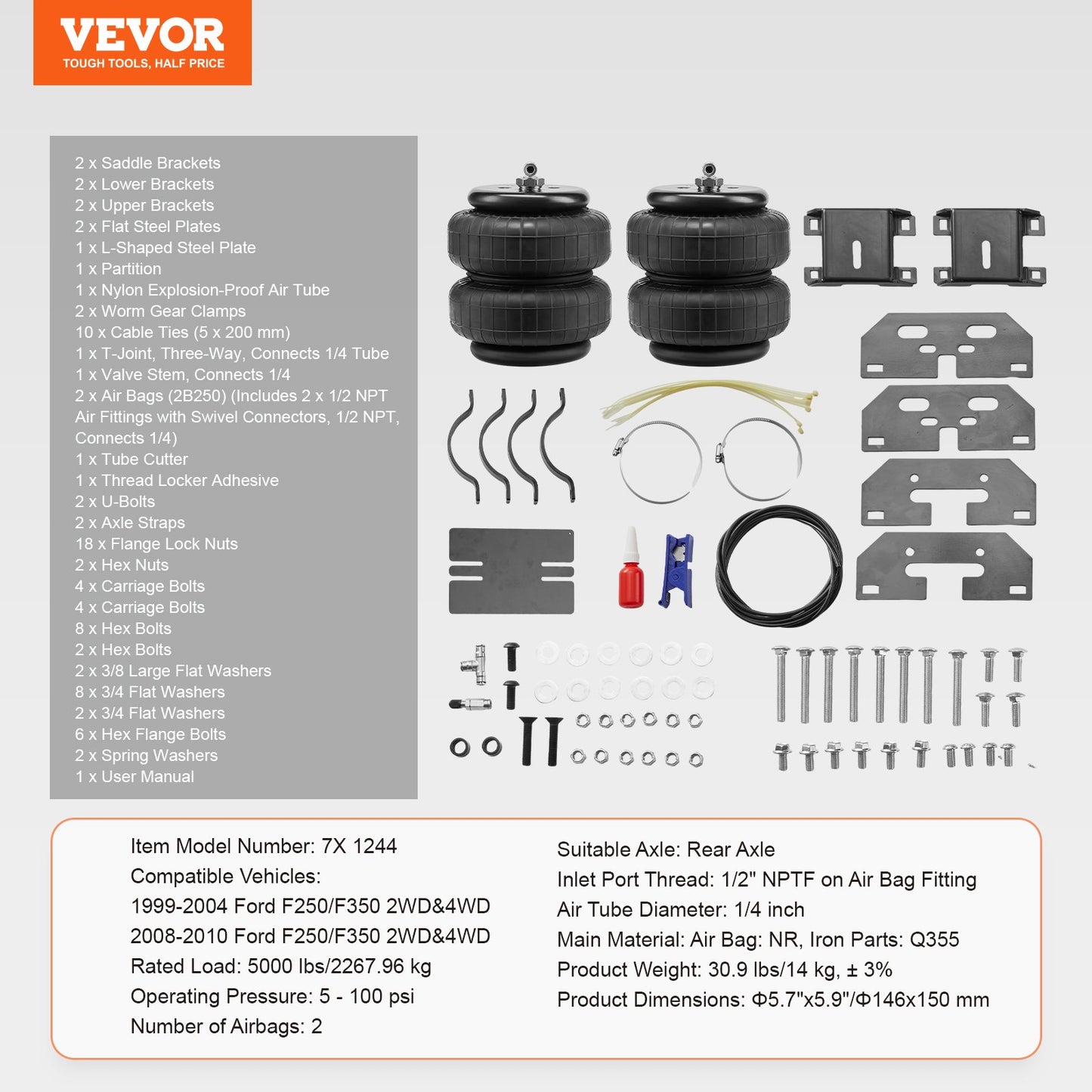 Air Bag Suspension Kit Passar 1999-2004 & 2008-2010 Ford F250/F350 2WD 4WD