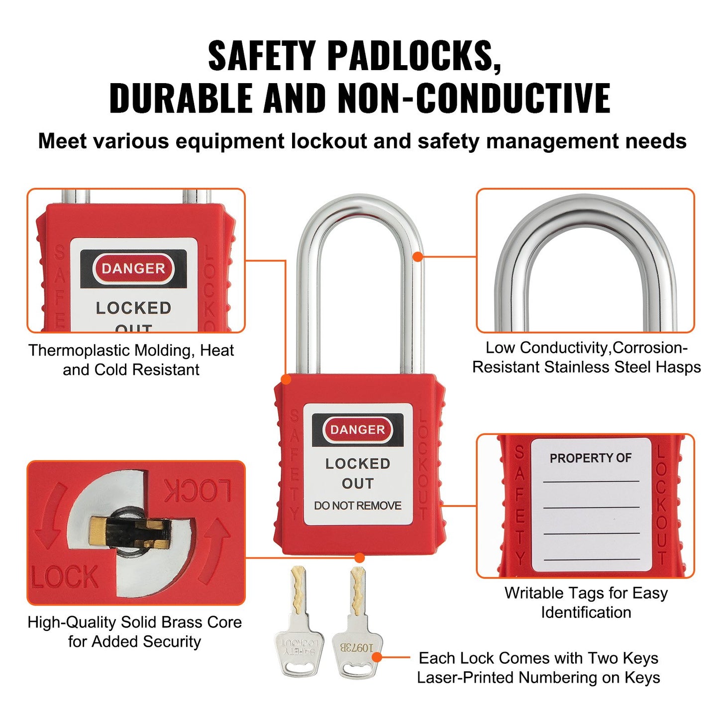Electrical Lockout Tagout Kit, 60 ST Säkerhet Lockout Tagout Station inkluderar hänglås, haspar, taggar, nylonband, expansionssats och lockoutstationskort, för industriell, elektrisk kraft