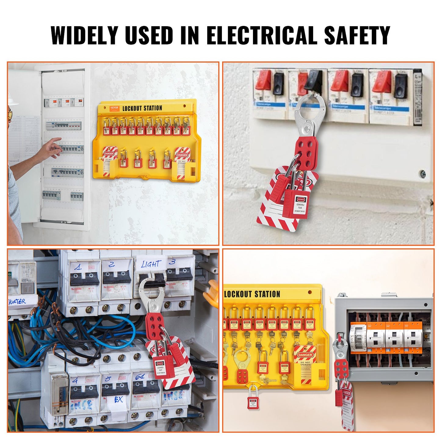 Electrical Lockout Tagout Kit, 60 ST Säkerhet Lockout Tagout Station inkluderar hänglås, haspar, taggar, nylonband, expansionssats och lockoutstationskort, för industriell, elektrisk kraft