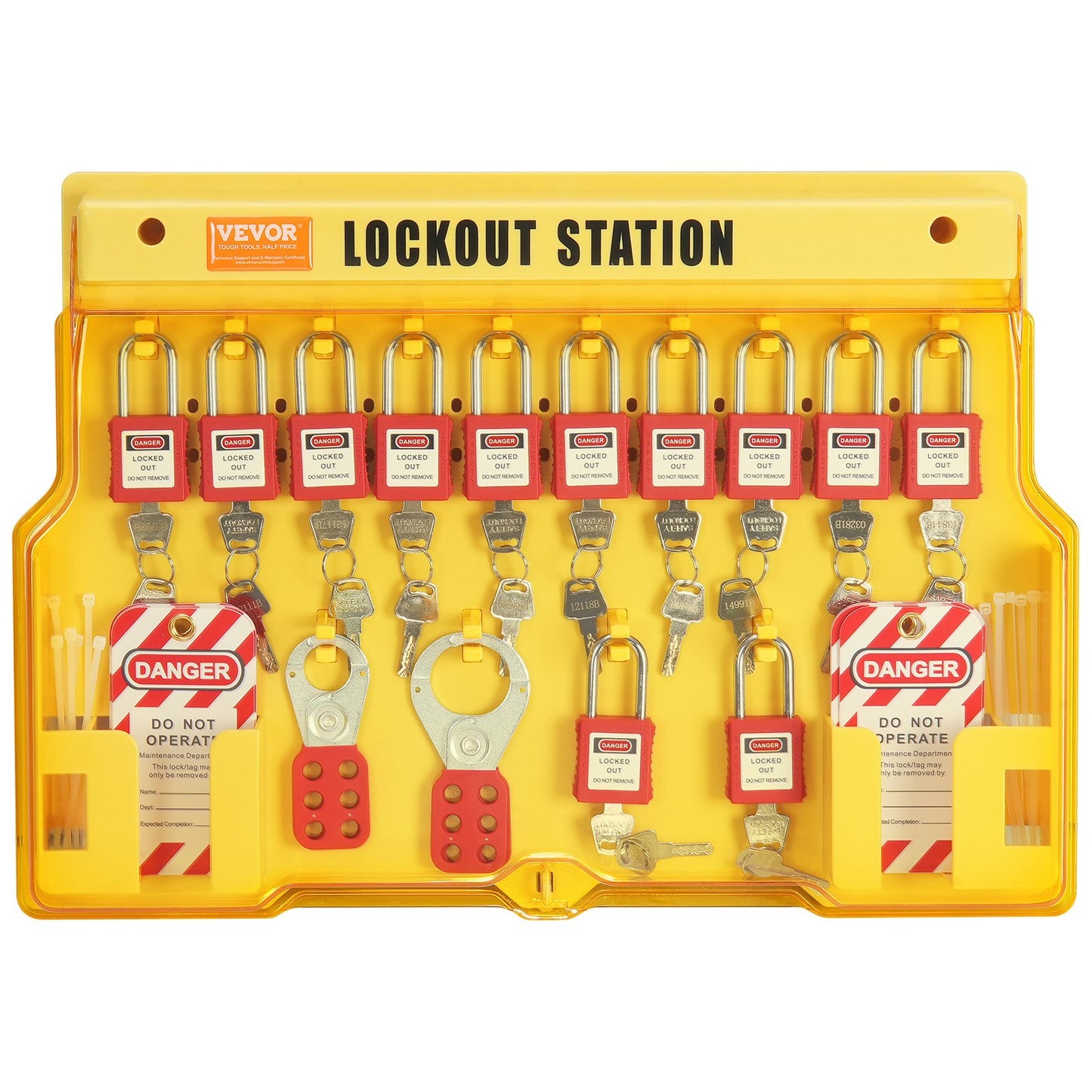 Electrical Lockout Tagout Kit, 60 ST Säkerhet Lockout Tagout Station inkluderar hänglås, haspar, taggar, nylonband, expansionssats och lockoutstationskort, för industriell, elektrisk kraft