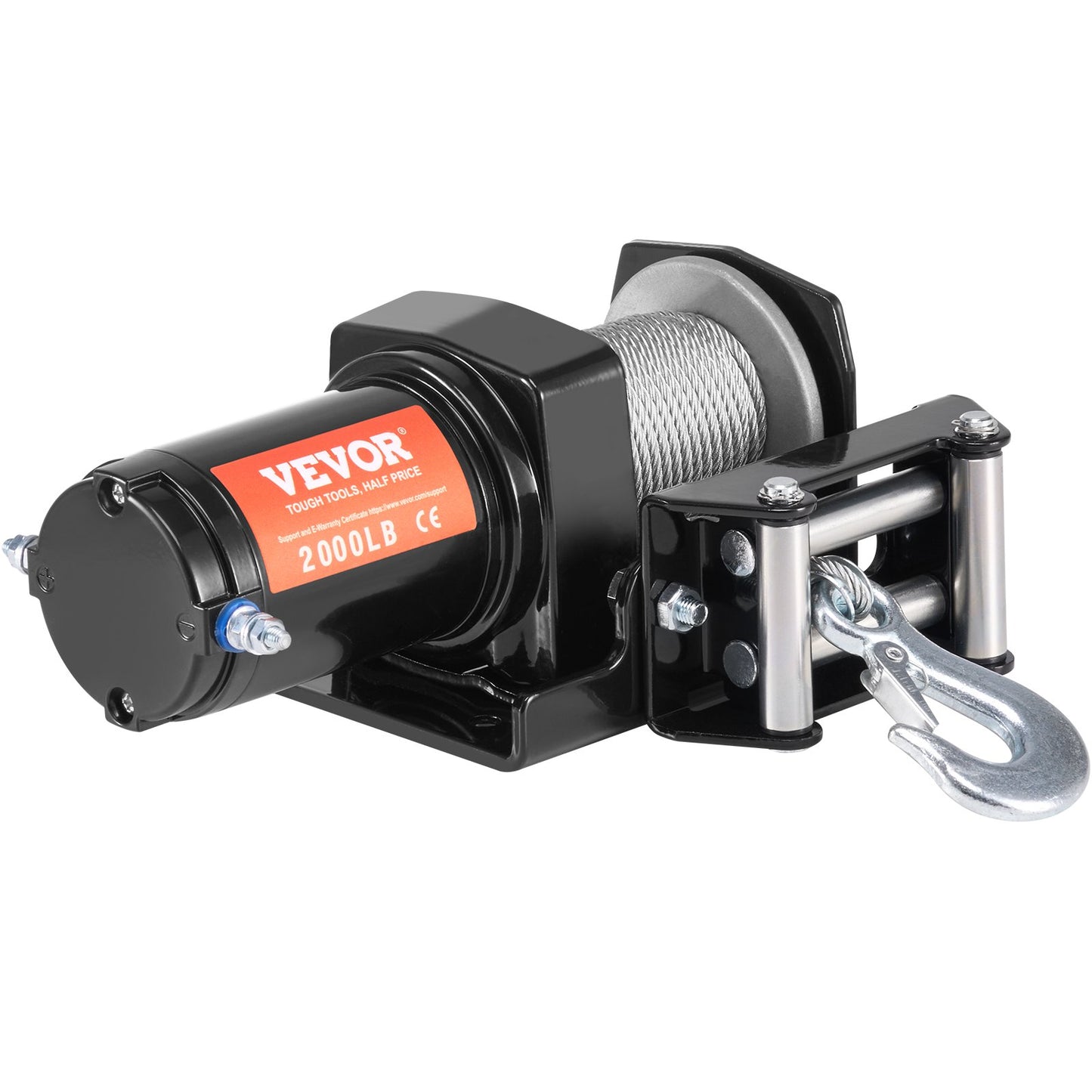 Elektrisk vinsch ATV UTV 2000 lb stålkabel IP 55 vattentät trådad kontroll