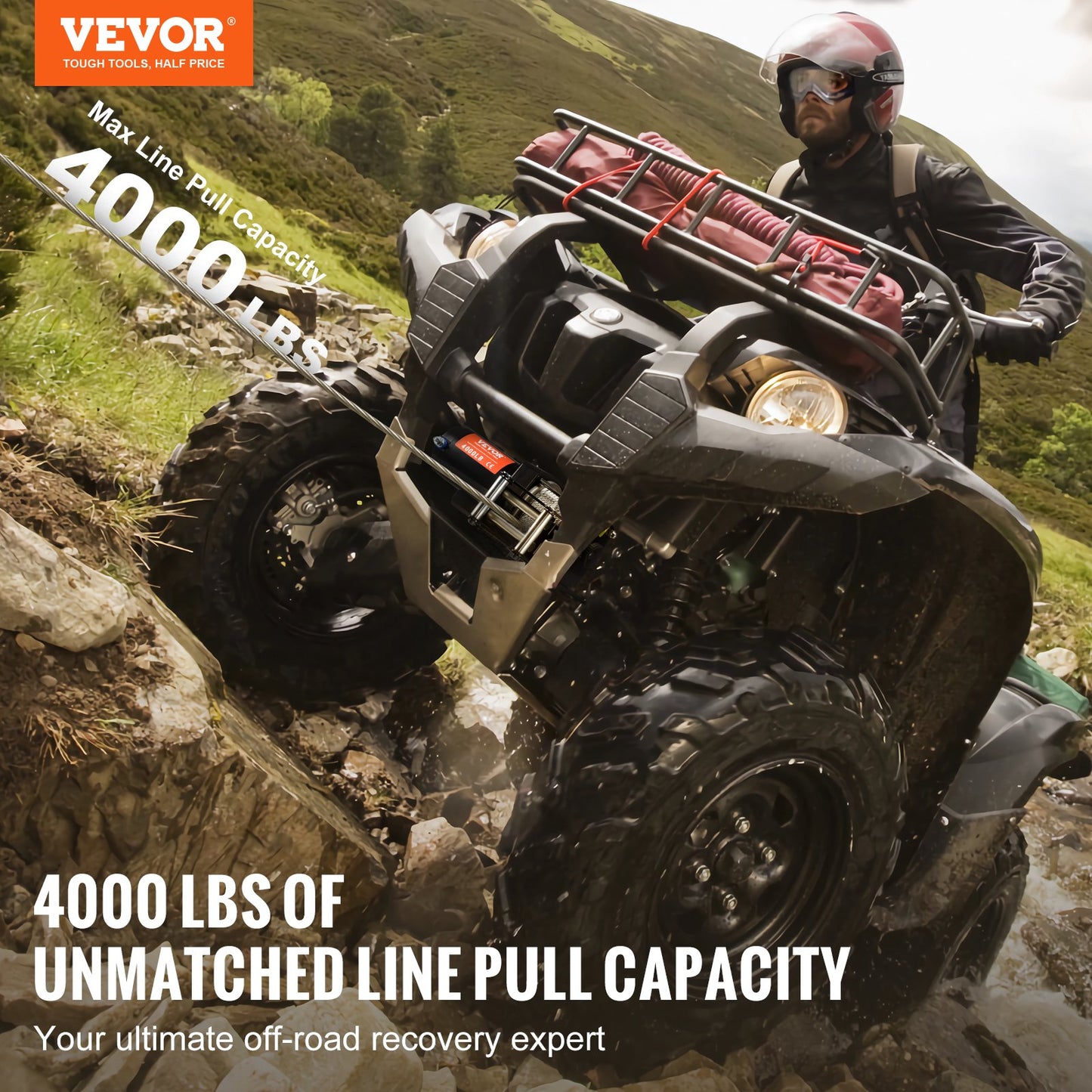 Elektrisk vinsch ATV UTV 4000 lb stålkabel IP55 vattentät fjärrkontroll