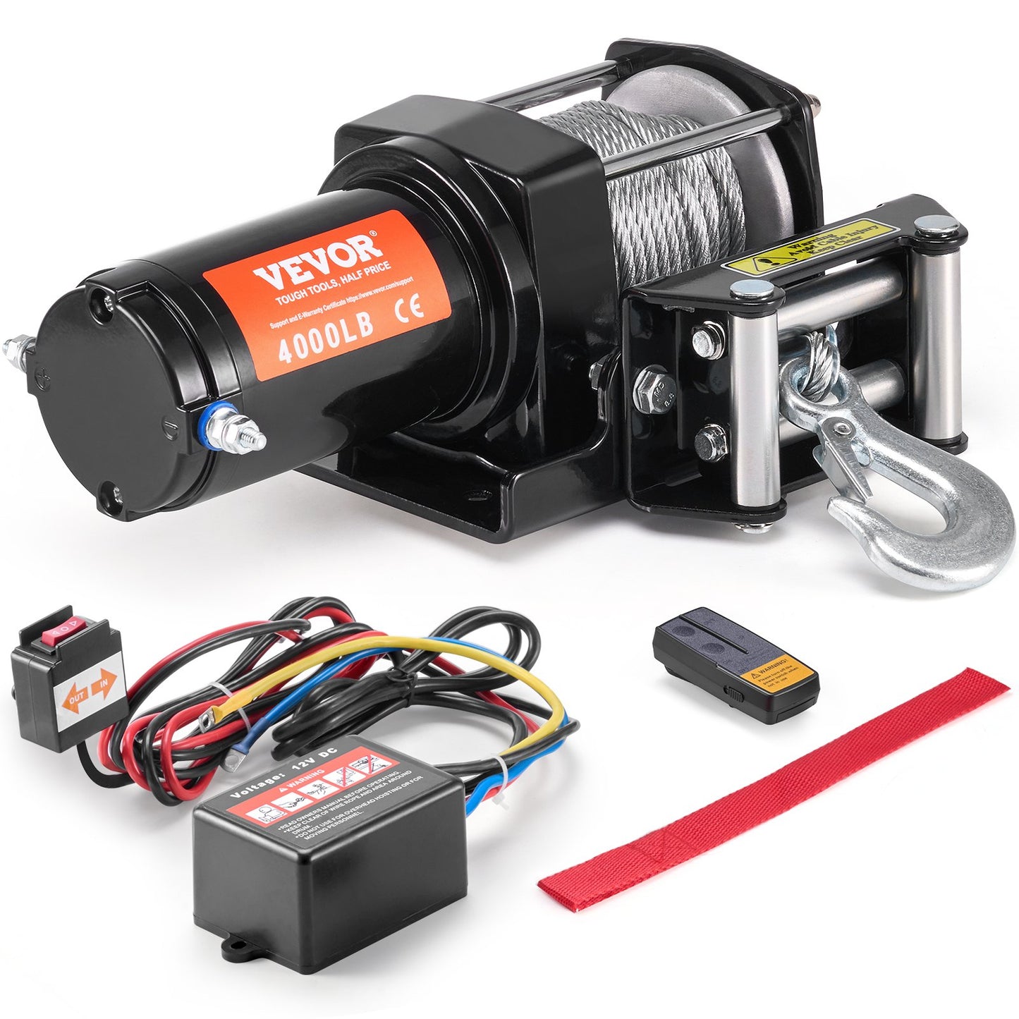 Elektrisk vinsch ATV UTV 4000 lb stålkabel IP55 vattentät fjärrkontroll