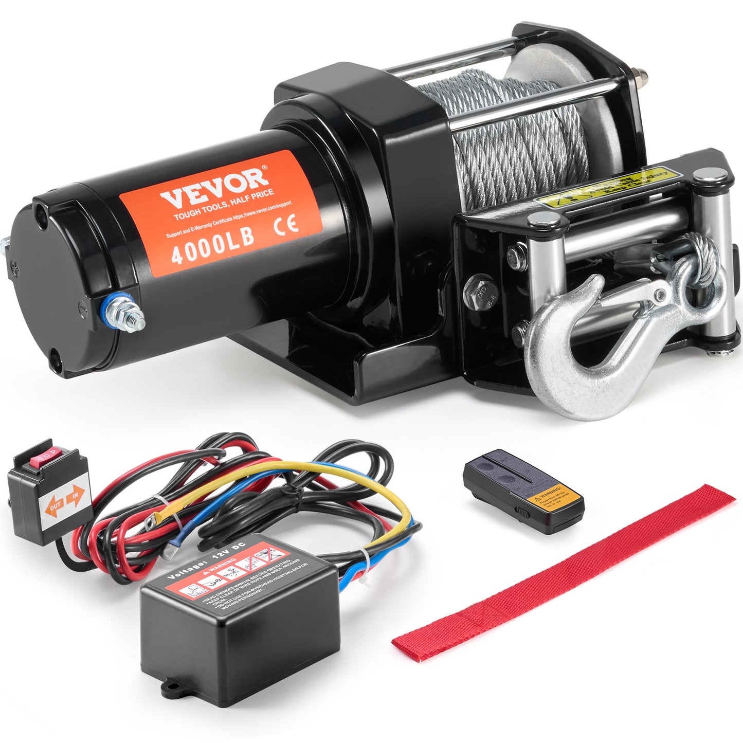 Elektrisk vinsch ATV UTV 4000 lb stålkabel IP55 vattentät fjärrkontroll