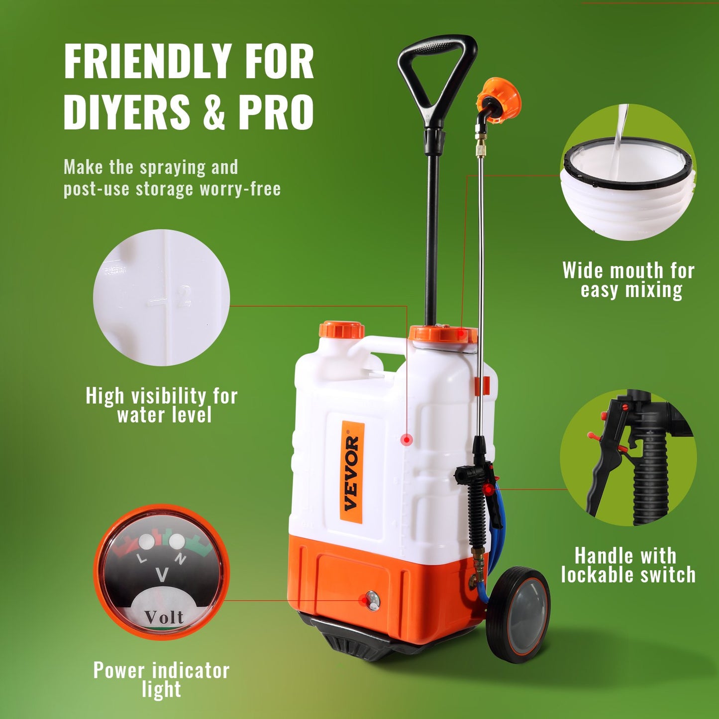 Rückensprühgerät Gartensprüher Sprühgerät med 15 L Reservoir 0–94 PSI