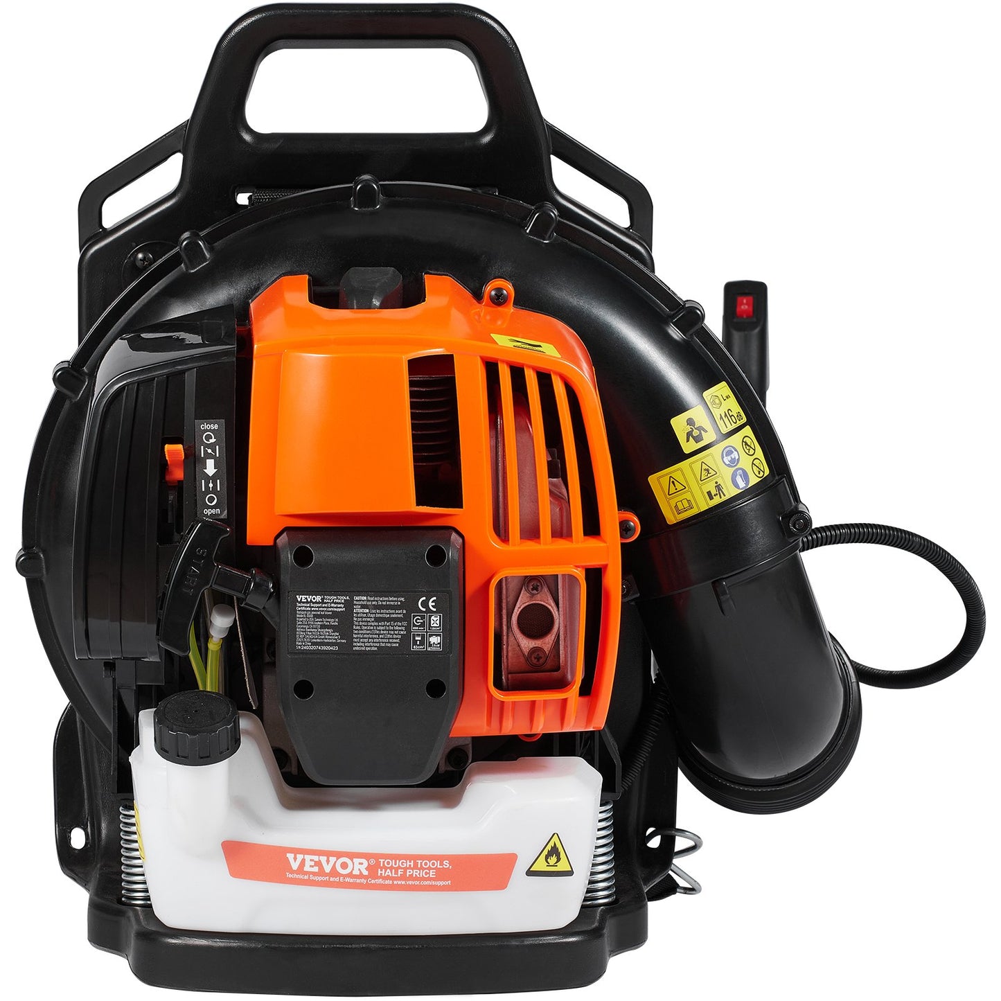 Backpack Leaf Blower 62CC 2-Stroke Gas Leaf Blower 1110CFM Air Volume