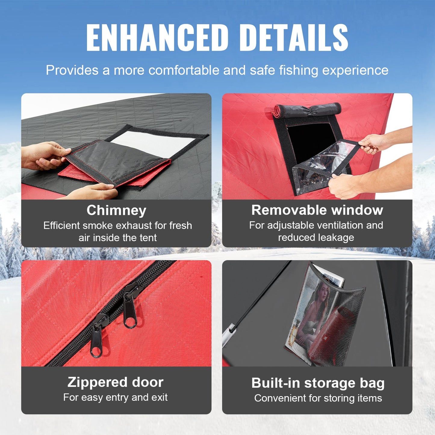 1-2 Person Ourdoor Portable Ice Shelter Pop-Up Ice Fishing Shanty Tent