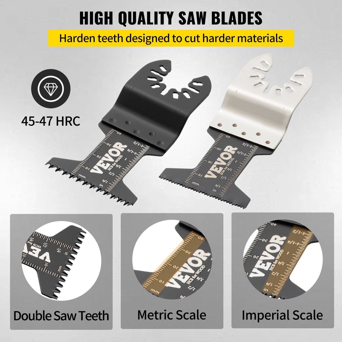 50 ST oscillerande sågblad, Quick Release Multitool Blades Kit, HCS Verktygsblad för trä Plast Metall spikbultar, kompatibel med Dewalt Dremel Fein Worx Bosch Makita Milwaukee