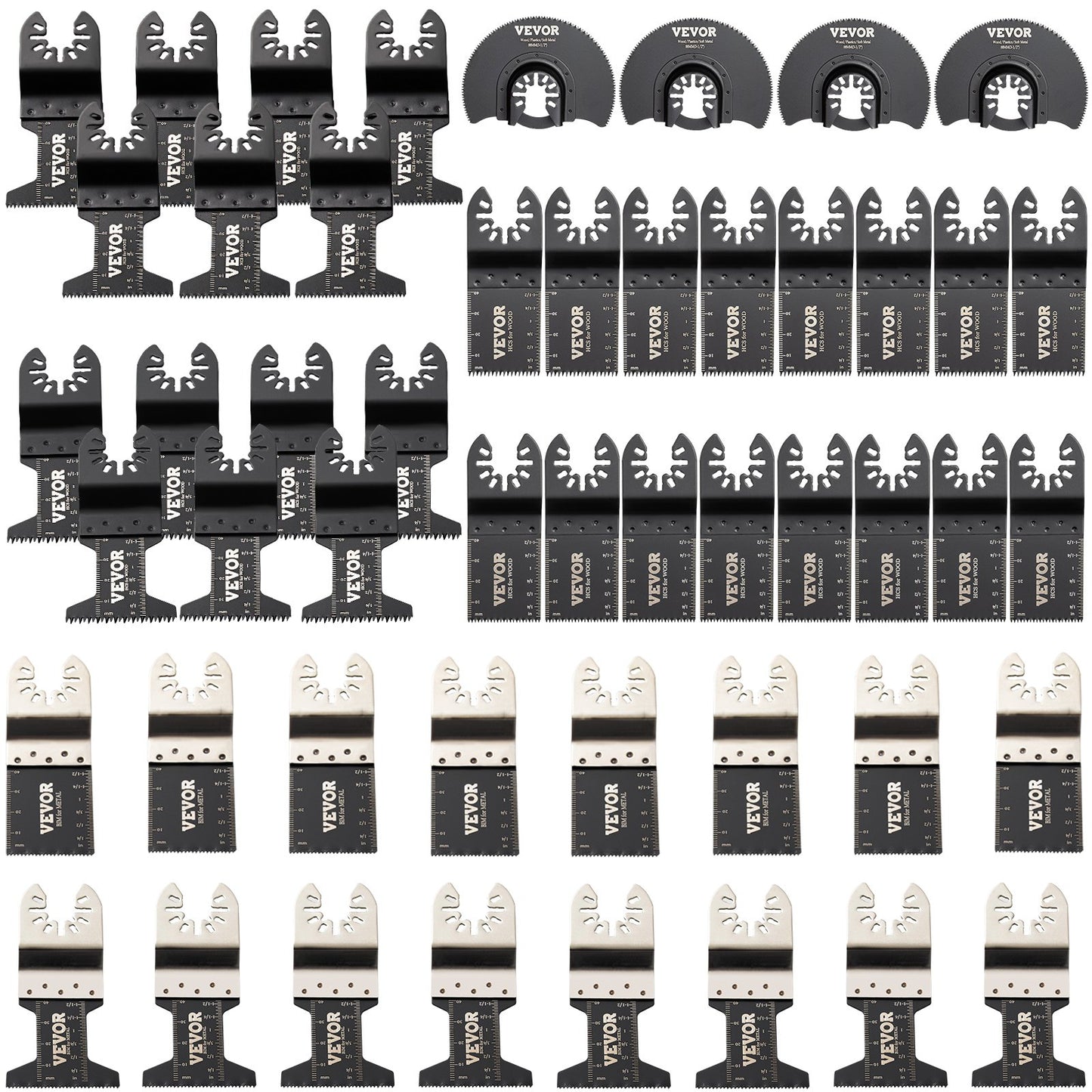 50 ST oscillerande sågblad, Quick Release Multitool Blades Kit, HCS Verktygsblad för trä Plast Metall spikbultar, kompatibel med Dewalt Dremel Fein Worx Bosch Makita Milwaukee