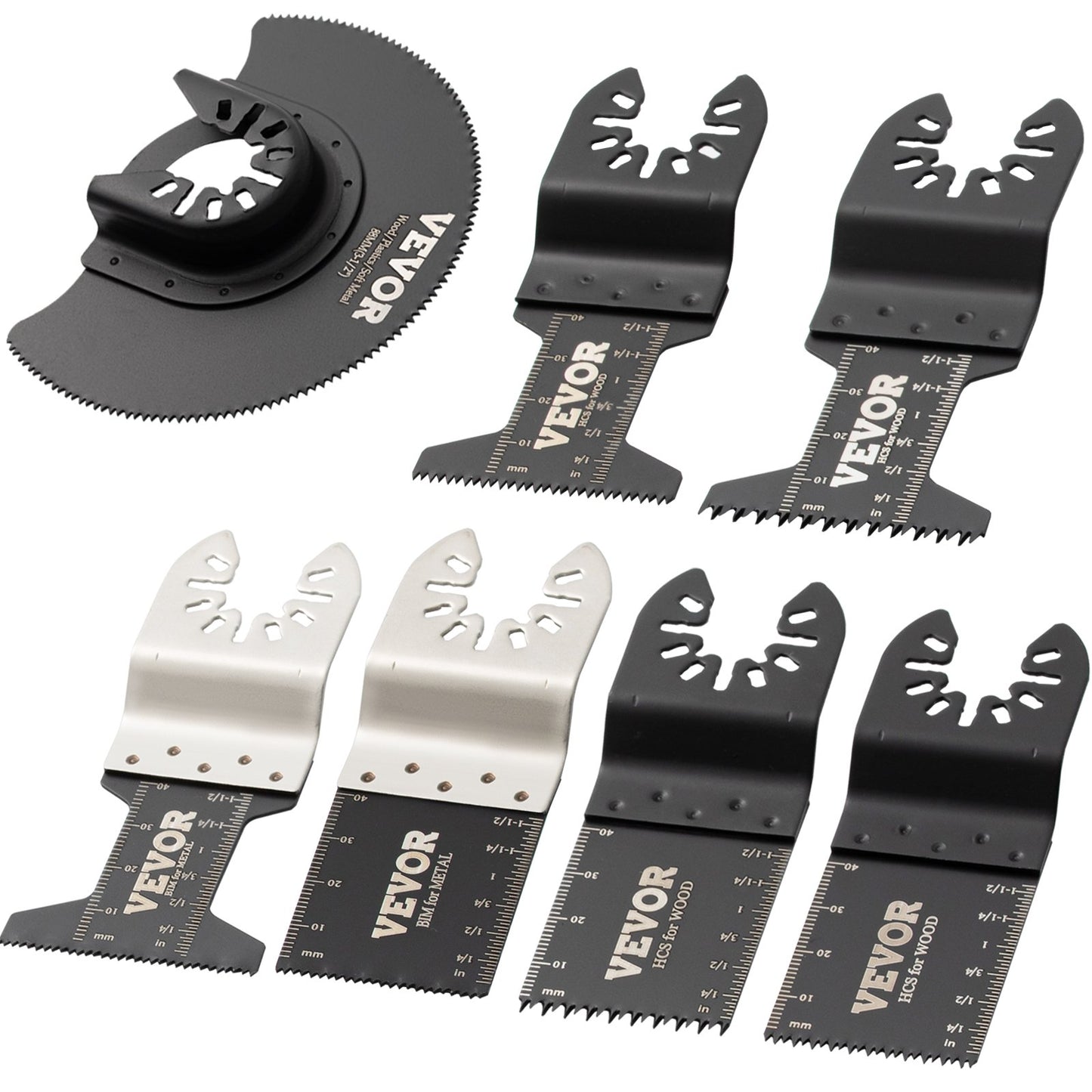 50 ST oscillerande sågblad, Quick Release Multitool Blades Kit, HCS Verktygsblad för trä Plast Metall spikbultar, kompatibel med Dewalt Dremel Fein Worx Bosch Makita Milwaukee