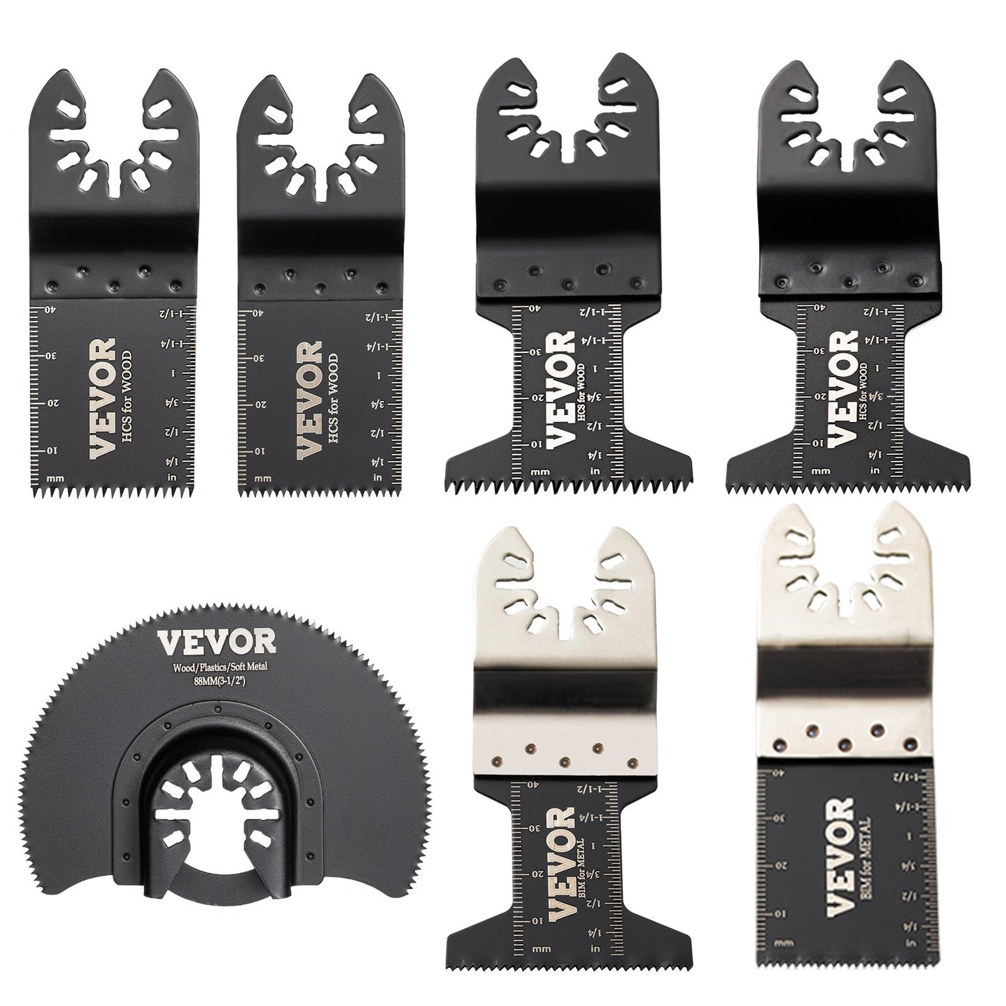 50 ST oscillerande sågblad, Quick Release Multitool Blades Kit, HCS Verktygsblad för trä Plast Metall spikbultar, kompatibel med Dewalt Dremel Fein Worx Bosch Makita Milwaukee