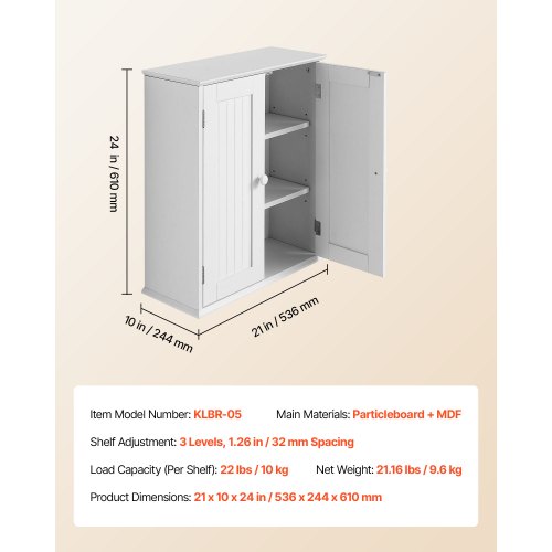 Badrumsväggskåp, 2 dörrar och justerbar hylla, Förvaring över toaletten Medicinskåp Väggmonterat, Platsbesparande Hängande Organiserare med Hyllor för Tvättstuga Kök Toalett, Vit | EU