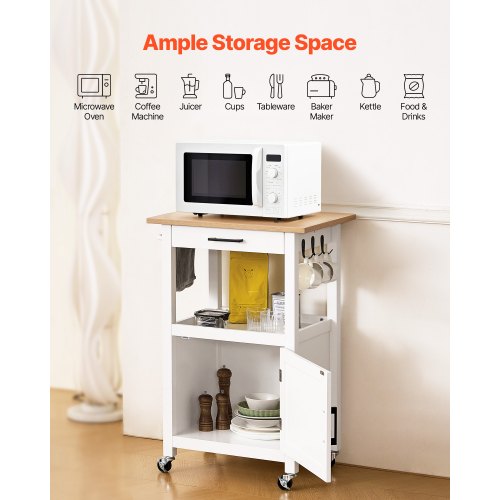 45x59cm kitchen island trolley with storage and single door cabinet