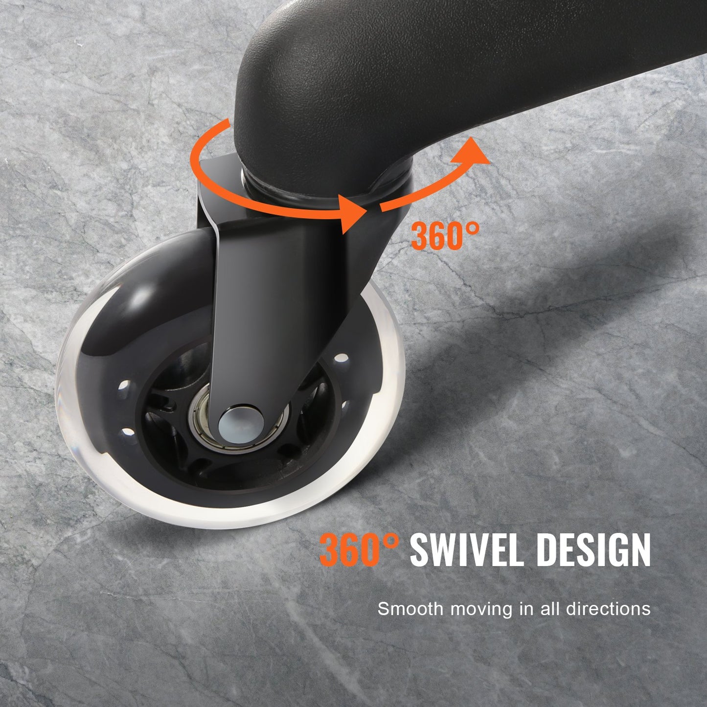 Office Chair Casters, Set of 5.3 Inch Casters Replace Hardwood Floors and Carpets, Heavy Duty Computer Gaming Casters with 130 lbs Load Capacity, Universal Fit for Most Chairs