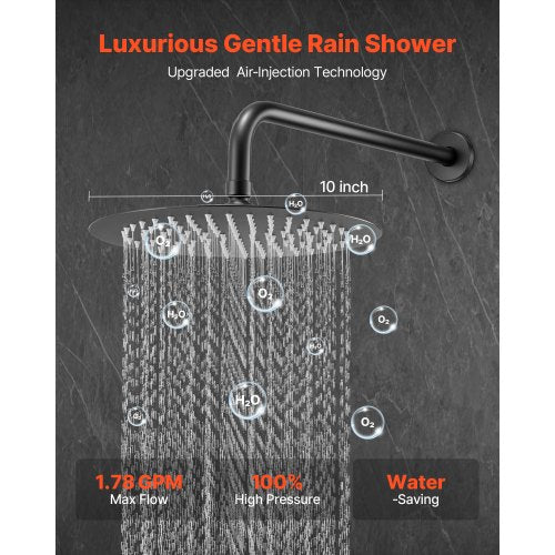 Shower mixer set 10" round rain shower head and hand shower set matte black