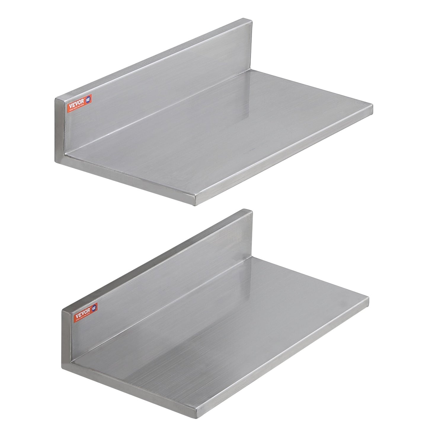 8,6" x 16" hylla i rostfritt stål, väggmonterade flytande hyllor med backsplash, 44 lbs lastkapacitet kommersiella hyllor, Heavy Duty förvaringsställ för restaurang, kök, bar, hem och hotell